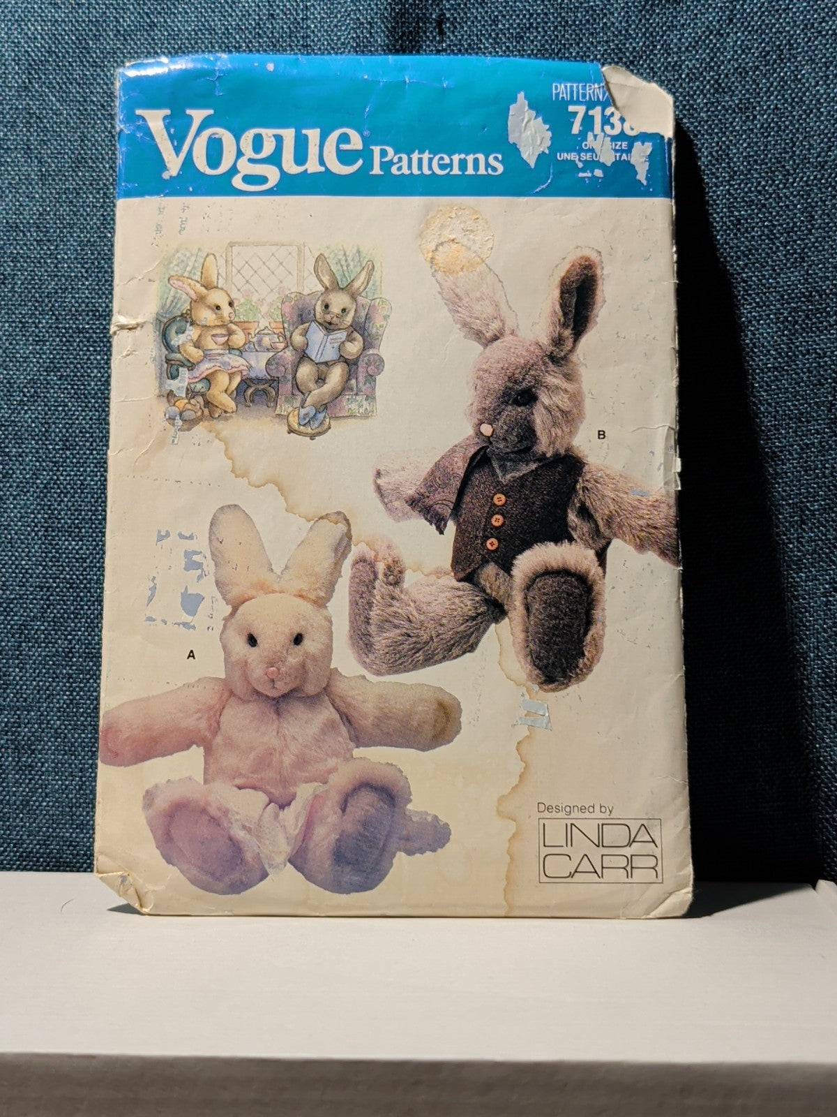 Vogue 7138 Linda Carr Country Rabbit Bunny Pattern 1988 Stuffed Animal UNCUT