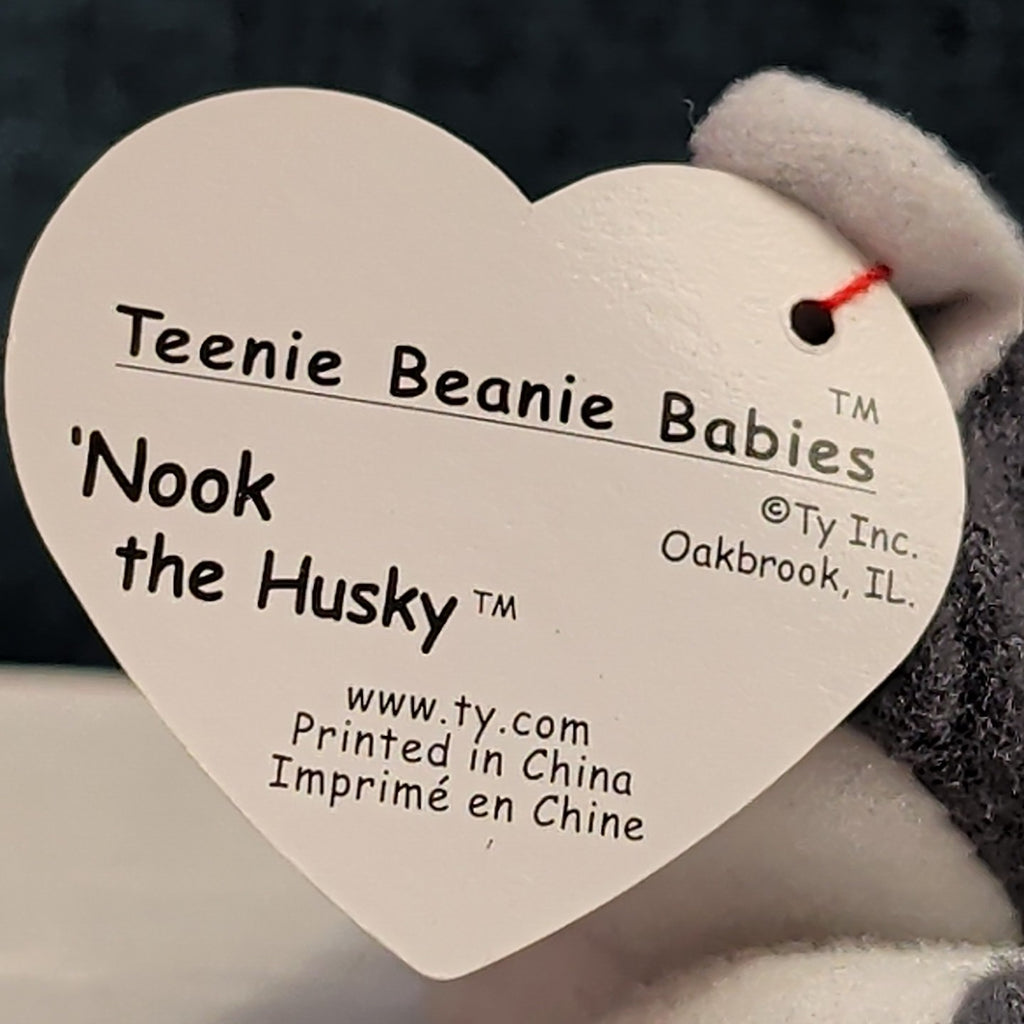 Ty Teenie Beanie Baby Nook the Husky 1999 McDonald's Plush Dog Grey White Tag