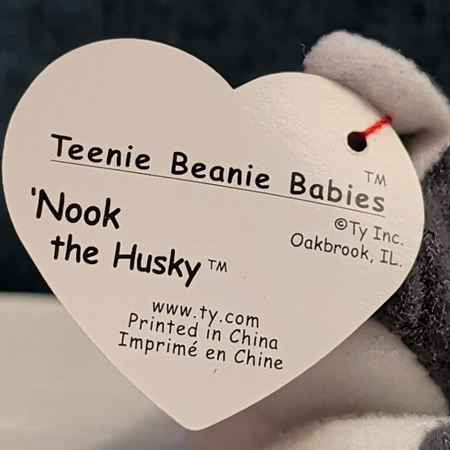 Ty Teenie Beanie Baby Nook the Husky 1999 McDonald's Plush Dog Grey White Tag