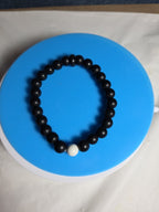 Natural Stone Bead Stretch Bracelet Matte Black White Howlite