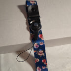 Blue Floral Phone Lanyard Quick Release Detachable Strap Loop