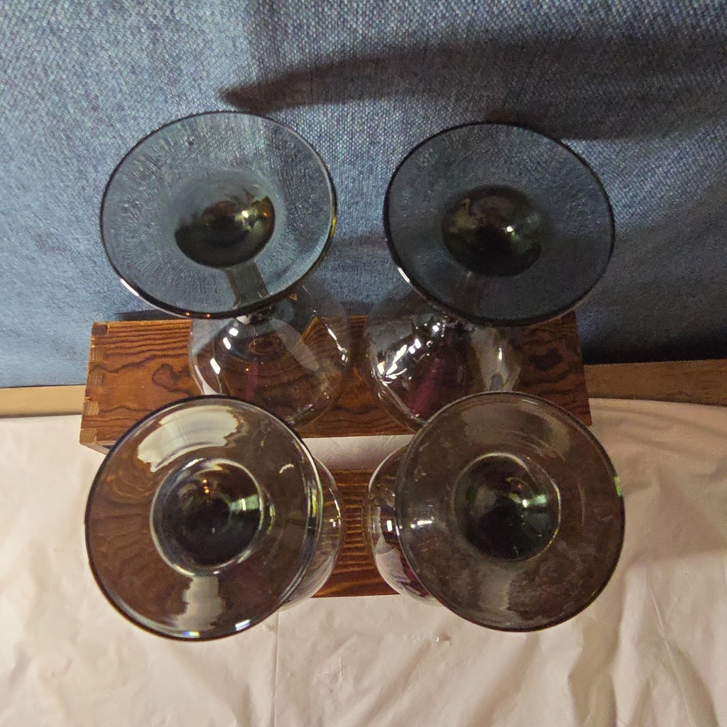 Greenbrier Set 4 Smokey Grey Gray Wine Glasses 12oz