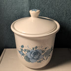 Jay Import Blue Rose Ceramic Canister with Lid Floral Farmhouse Decor 5" Jar