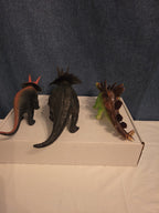 Dinosaur Toy Figures Lot of 3 Triceratops Stegosaurus Vintage Plastic Toy