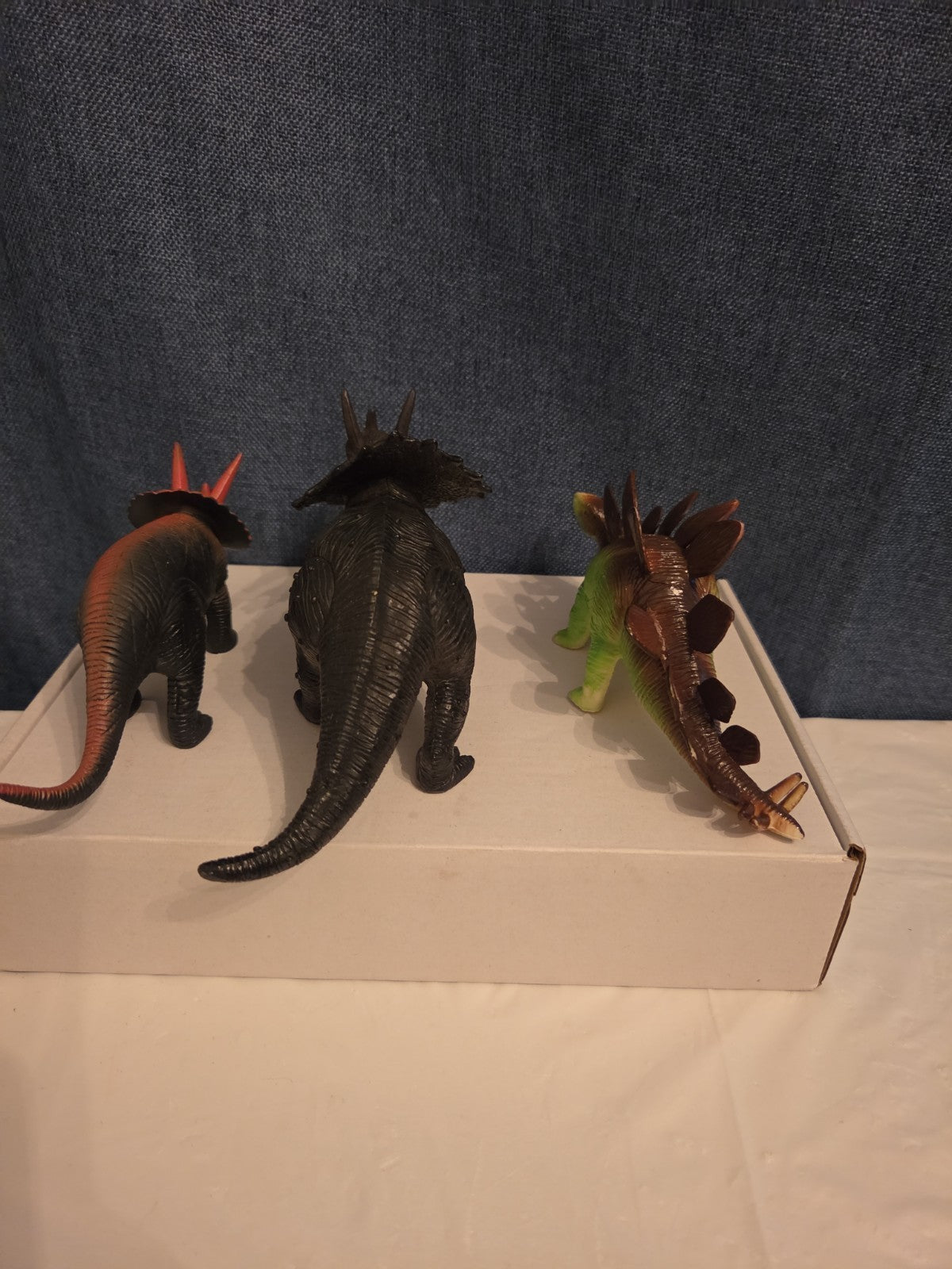 Dinosaur Toy Figures Lot of 3 Triceratops Stegosaurus Vintage Plastic Toy