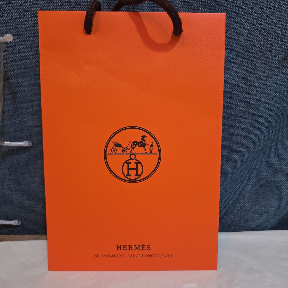 Hermes Small Orange Shopping Bag Authentic Paper Gift Tote Luxury Decor