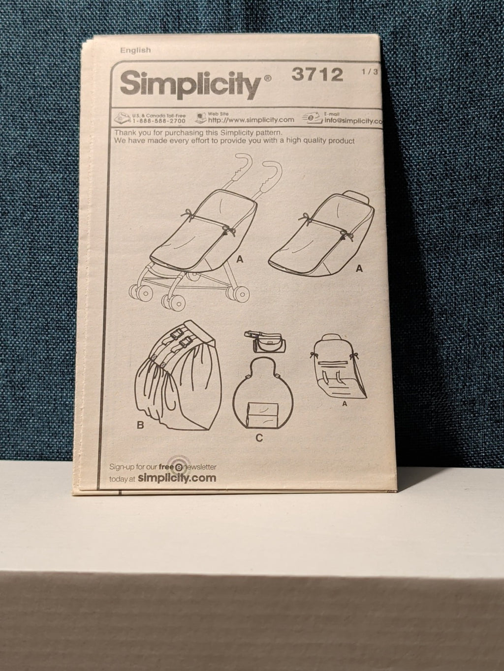 Simplicity 3712 Baby Sling Carrier Bunting Pattern 2007 Car Seat Stroller UNCUT