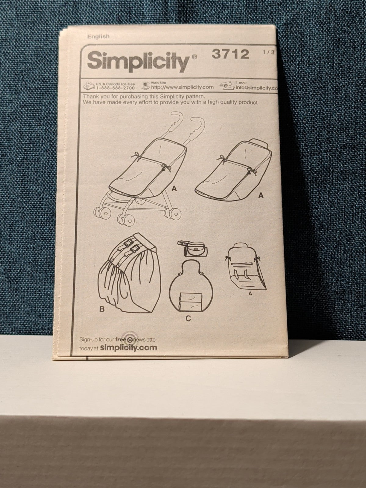 Simplicity 3712 Baby Sling Carrier Bunting Pattern 2007 Car Seat Stroller UNCUT