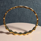 Hinged White Clover Bangle Bracelet Gold Tone Enamel