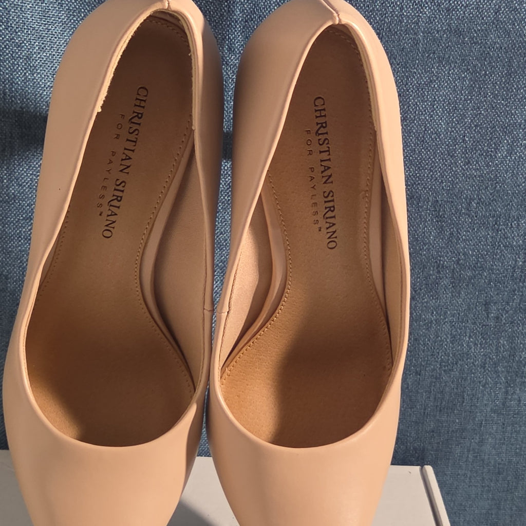 Christian Siriano Nude Heels Pumps 8.5 Pointed Toe Dress Casual Used