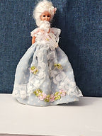 Vintage 5.5" Costume Doll | Blue Polka Dot Rococo Dress | Hard Plastic Souvenir