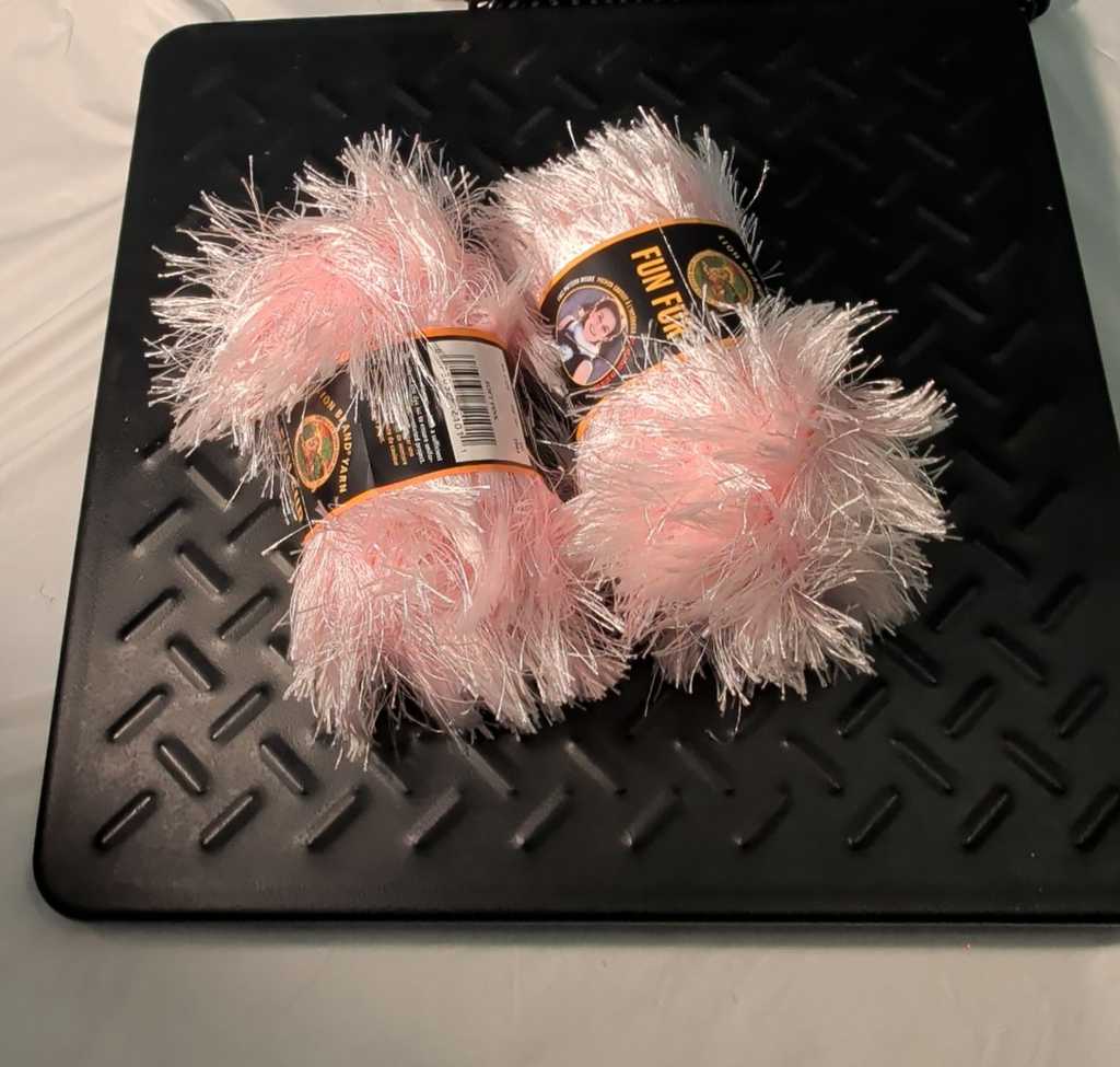 Lion Brand Fun Fur Yarn Soft Pink #101 Lot of 2 Skeins 128yds Eyelash Fluffy NEW