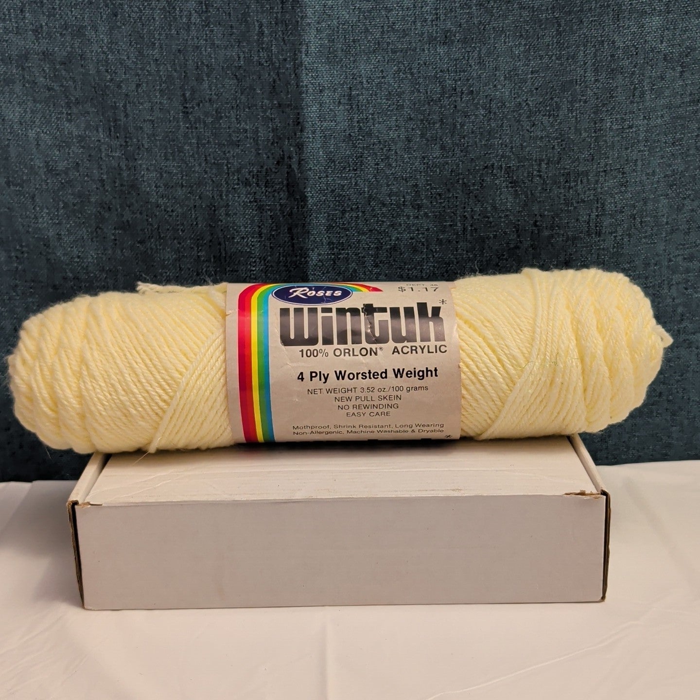 Vintage Wintuk Yarn 100% Orlon Acrylic Fisherman Cream 4-Ply Worsted Weight NOS