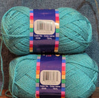 Herrschners Afghan Yarn 2 Ply Teal Acrylic 2 Skein Lot 0036