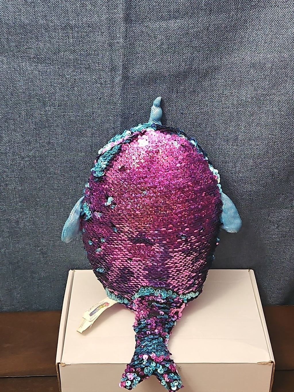 Shimmeez Arlo Narwhal Plush 11" | Reversible Sequin Blue to Purple | Sensory