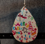 Faux Leather Teardrop Earrings Christmas Holiday Party Vibe NEW