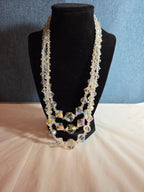 Triple Strand AB Crystal Iridescent Vintage Glam
