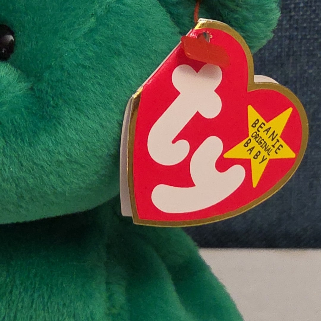 Ty Beanie Baby Erin the Bear 1997 Retired MWMT P.E. Pellets Irish Green Clover