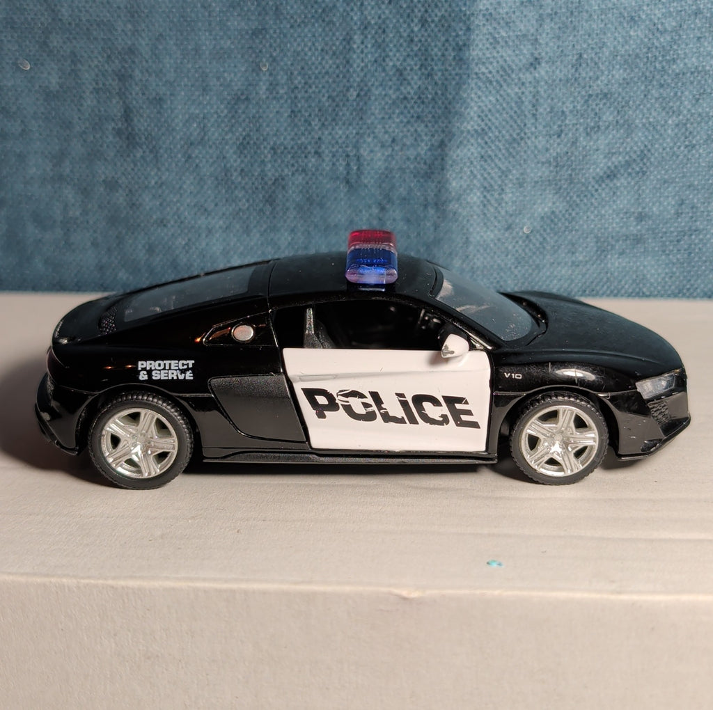 RMZ City Audi R8 Police Car 1/36 Diecast Pull Back Opening Doors PreOwned