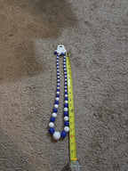 Chunky Bubblegum Bead Necklace Earring Set Blue White Retro