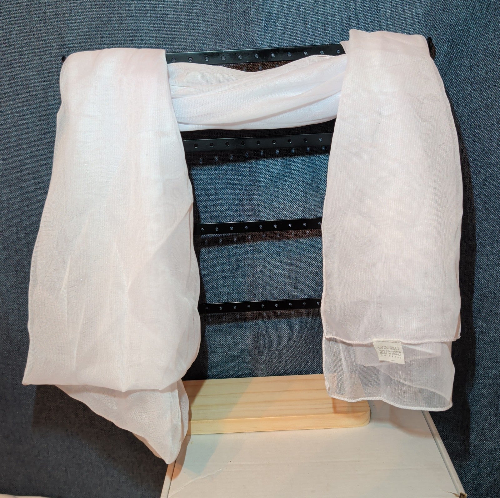 White Chiffon Evening Shawl Wrap Capelet Bridal Pre-Owned 67x21