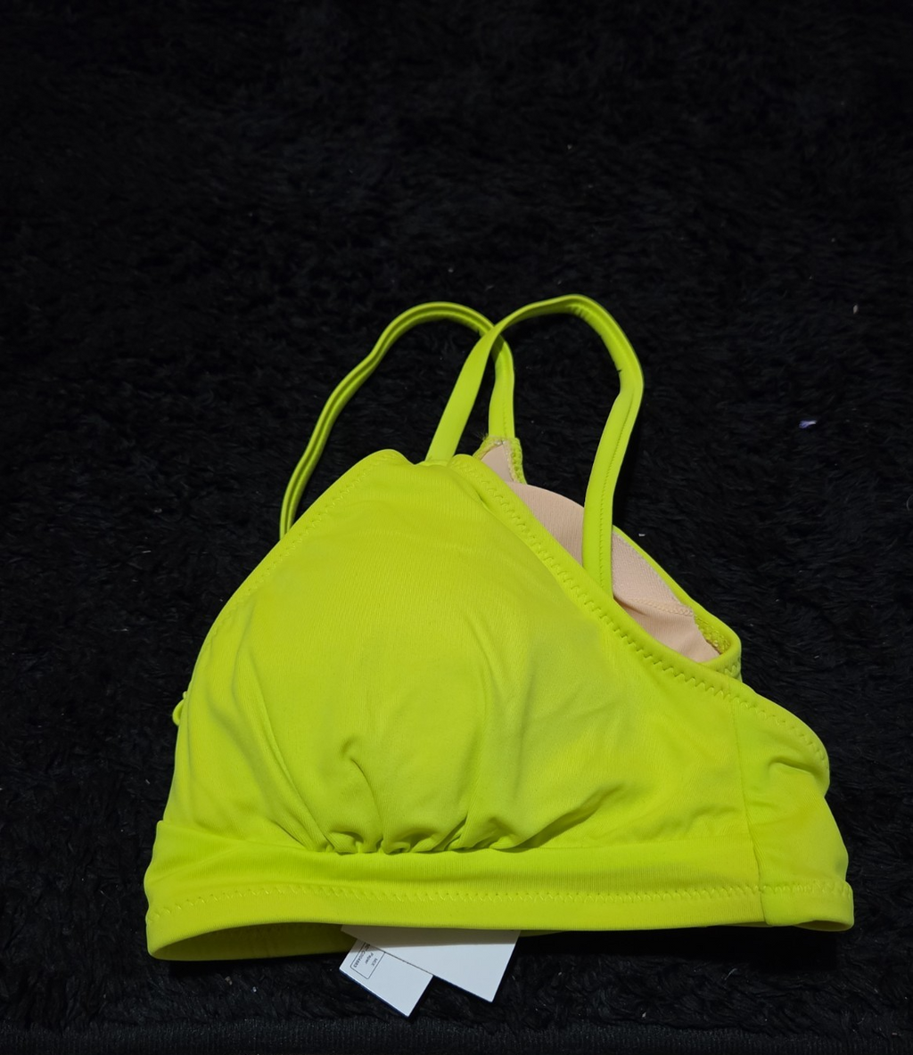 Amazon Essentials Bikini Top M Lime Green UPF 50+ Bralette Swimwear NWT Summer