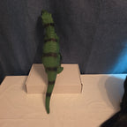 T-Rex Dinosaur Toy Soft Rubber Vinyl Tyrannosaurus Rex Green Black Stripe Figure