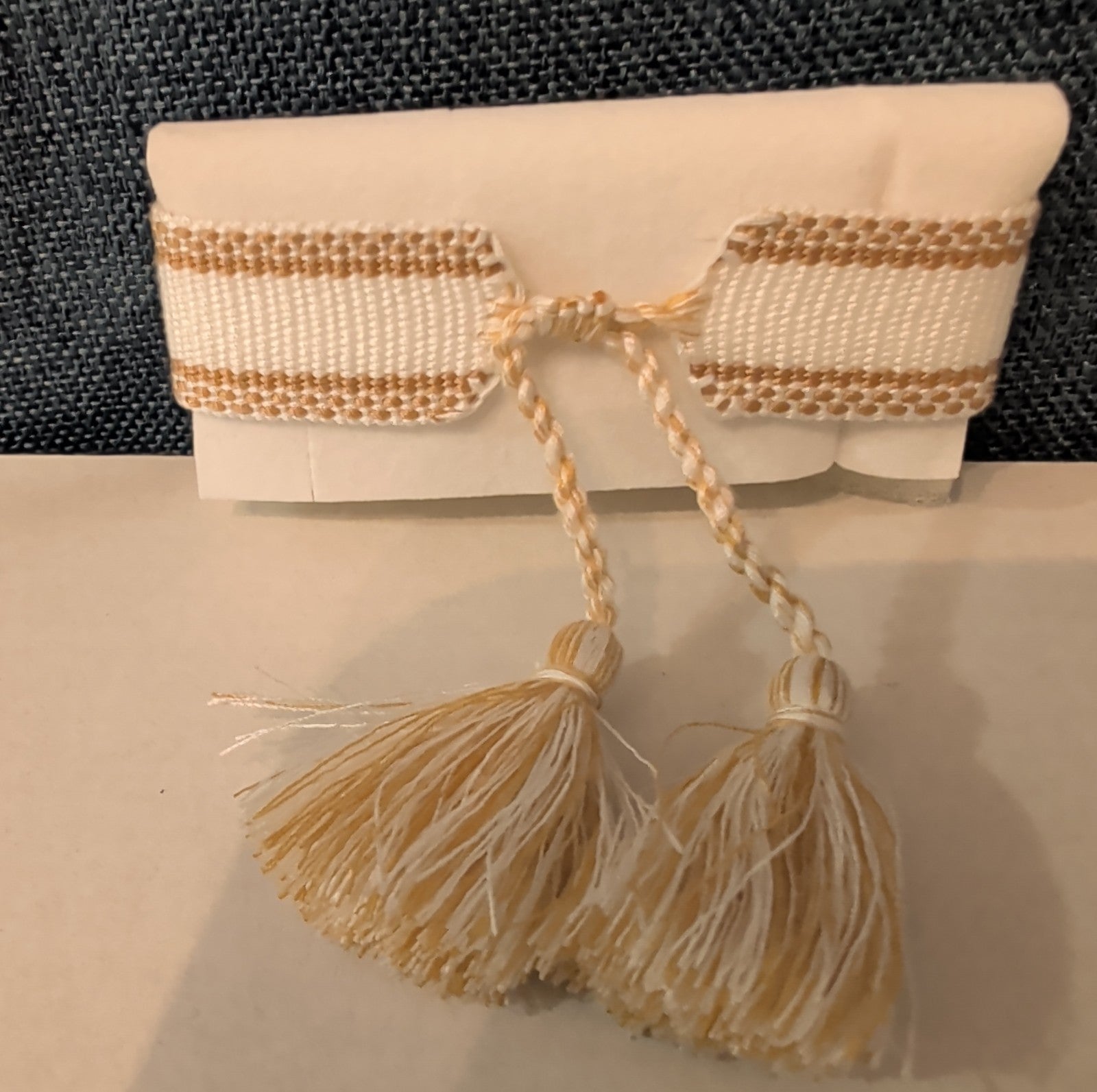 Coresky J'Adore Embroidered Woven Tassel Bracelet Gold Boho NIB