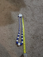 Chunky Bubblegum Bead Necklace Earring Set Blue White Retro