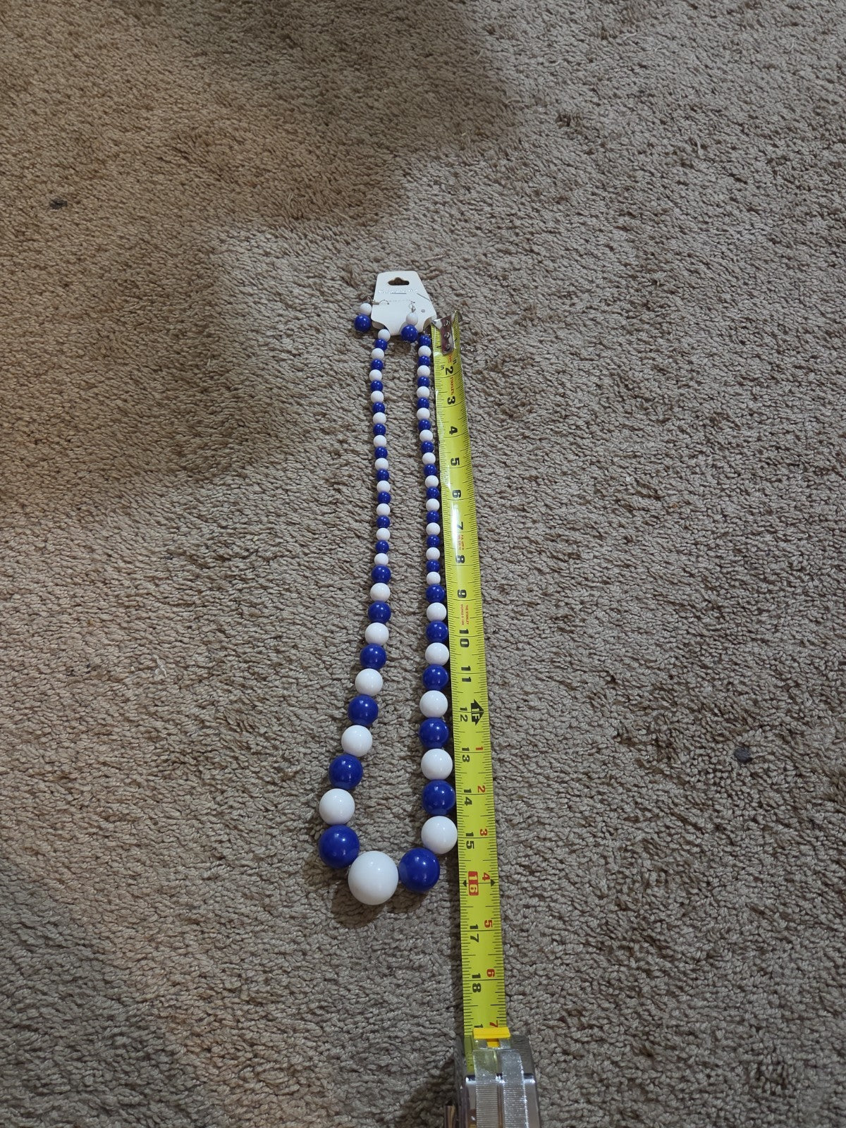 Chunky Bubblegum Bead Necklace Earring Set Blue White Retro