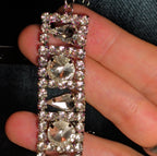 Beautiful Vintage Rhinestone Bracelet 7” w/Safety Chain   403J