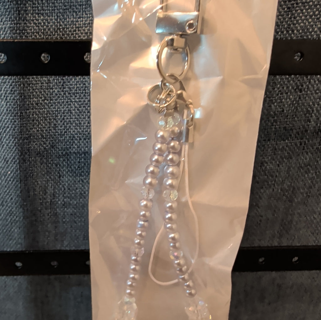 Adorn Beaded Phone Strap Charm Pearl Glass Crystal Y2K Keychain New Card
