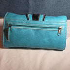 Turquoise Western Buckle Floral Trifold Crossbody Wallet NWT