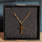 Tiny Cross Necklace 9mm Gold Tone Dainty Minimalist