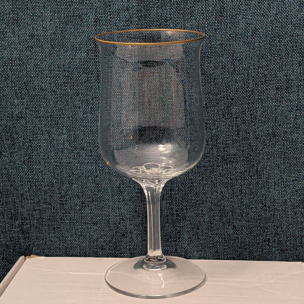 LENOX Crystal INTRIGUE Wine Glasses Gold Trim Fluted Rim Vintage 80s | Set of 6