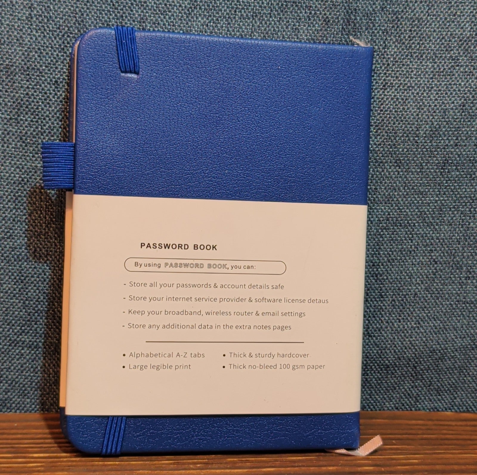 Password Book Internet Logbook Organizer Alphabetical Tabs Blue 4x5"