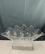 Large Acrylic Clam Shell Serving Bowl 18" Wavy Scalloped Beach House Centerpiece