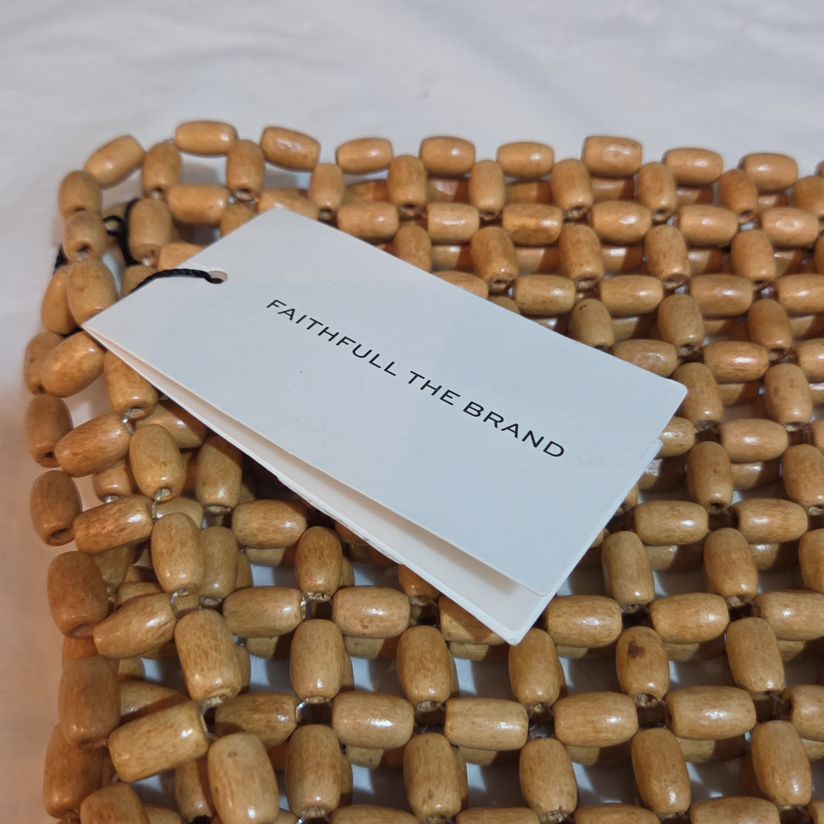 Faithfull The Brand Beaded Clutch Wood Boho Summer Bag NWT FFA056