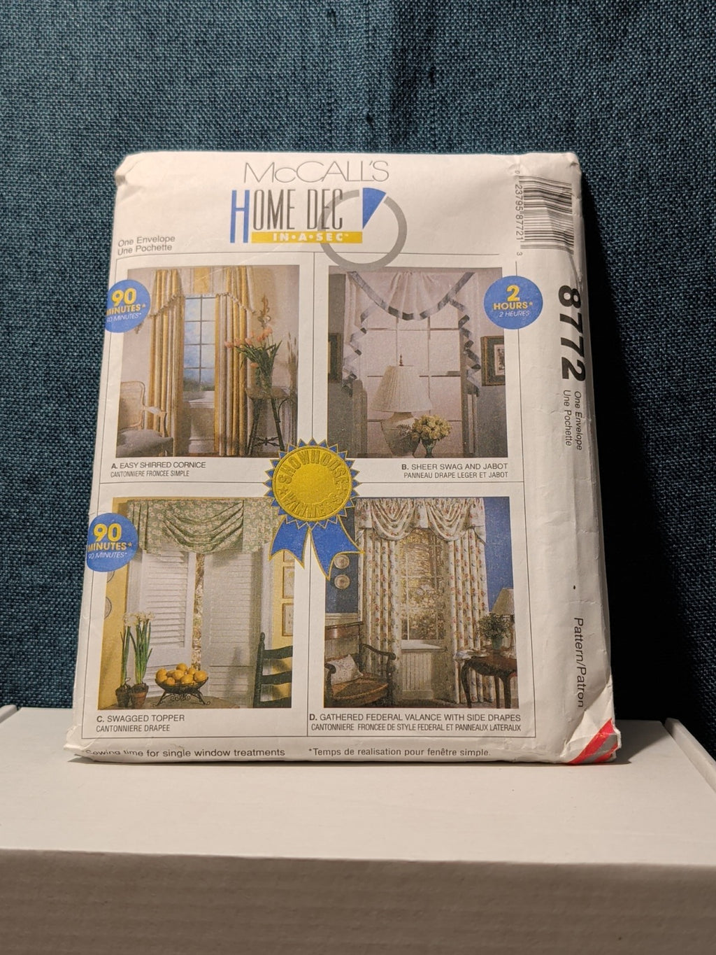 McCall's 8772 Window Valance Swag Topper Pattern 1995 Home Dec In a Sec UNCUT