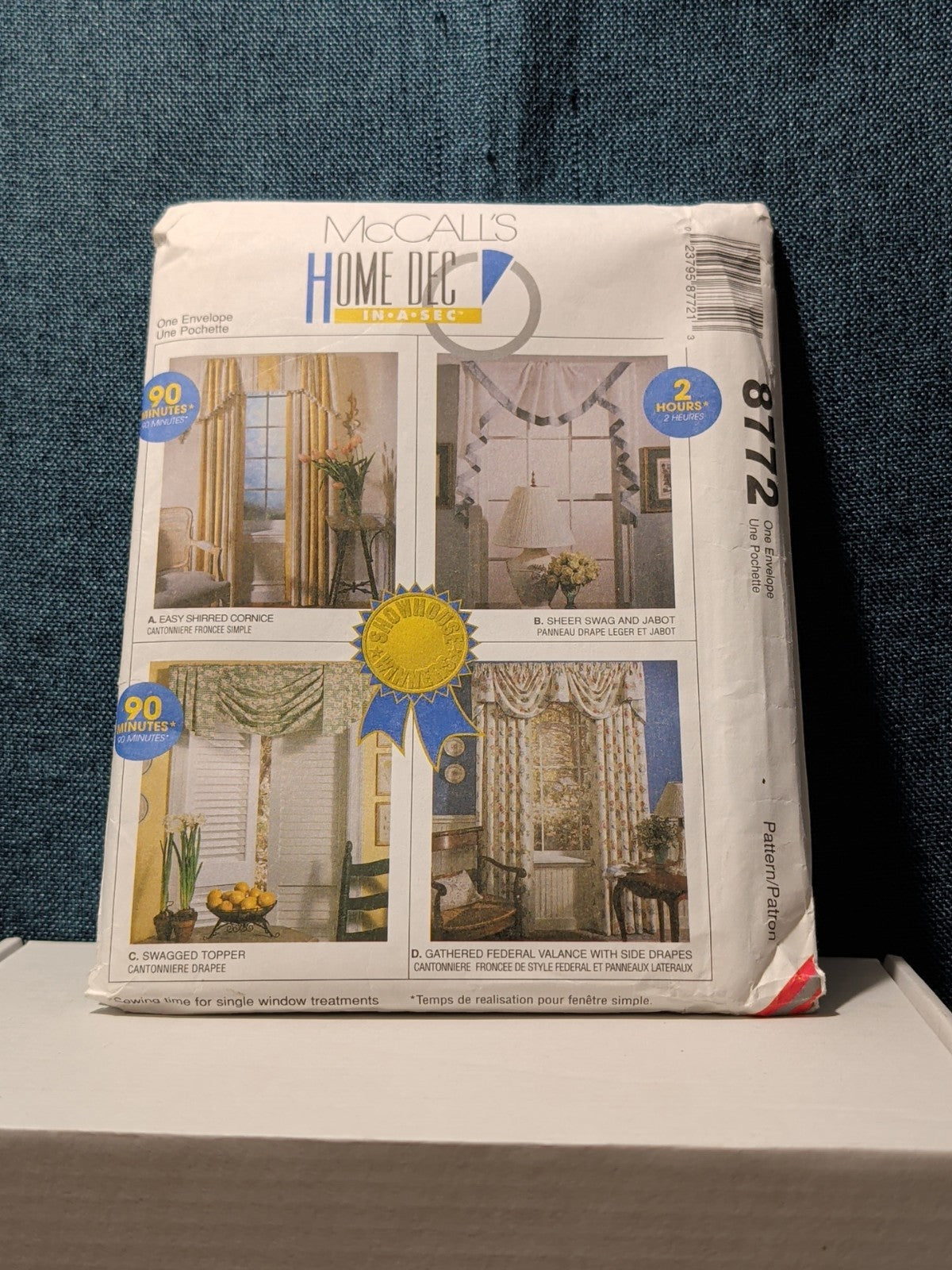McCall's 8772 Window Valance Swag Topper Pattern 1995 Home Dec In a Sec UNCUT