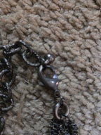 Black Crystal Pearl Necklace Chunky Bib Pendant Antique Chain