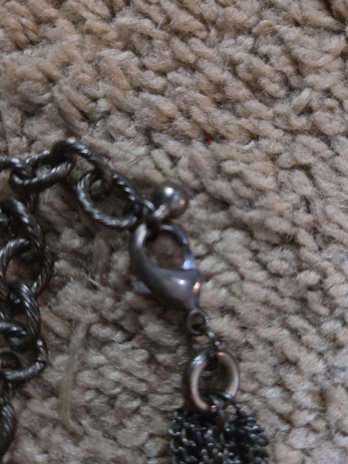 Black Crystal Pearl Necklace Chunky Bib Pendant Antique Chain