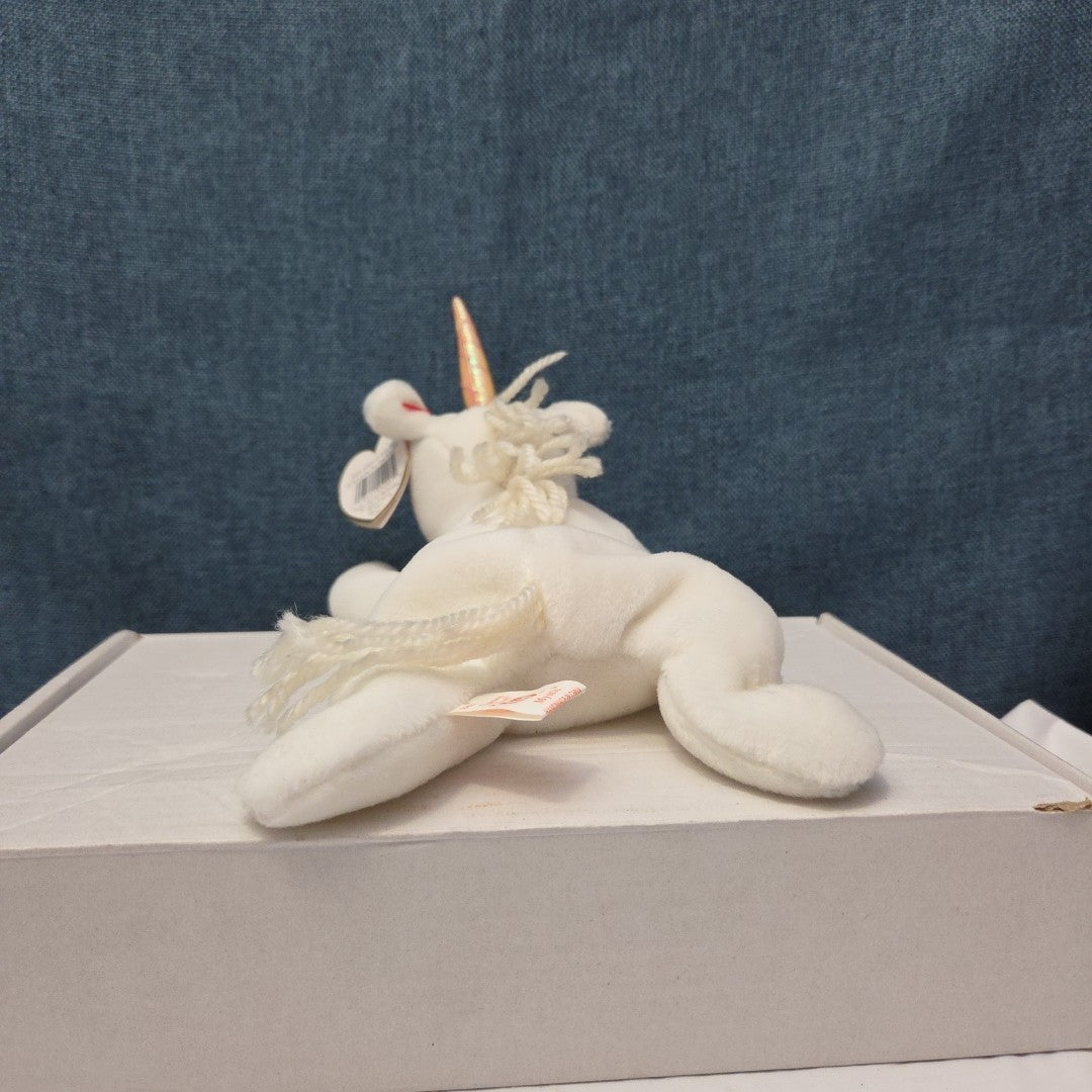TY Beanie Baby MYSTIC the Unicorn 1994 | Iridescent Horn Yarn Mane | Mint Tags