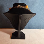 Earth Tone Bead Coppertone Chain Necklace Boho 70s Vibe