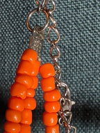 Multi Strand Orange Shell Bead Necklace 23" Boho Beach