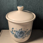 Jay Import Blue Rose Ceramic Canister with Lid Floral Farmhouse Decor 5" Jar