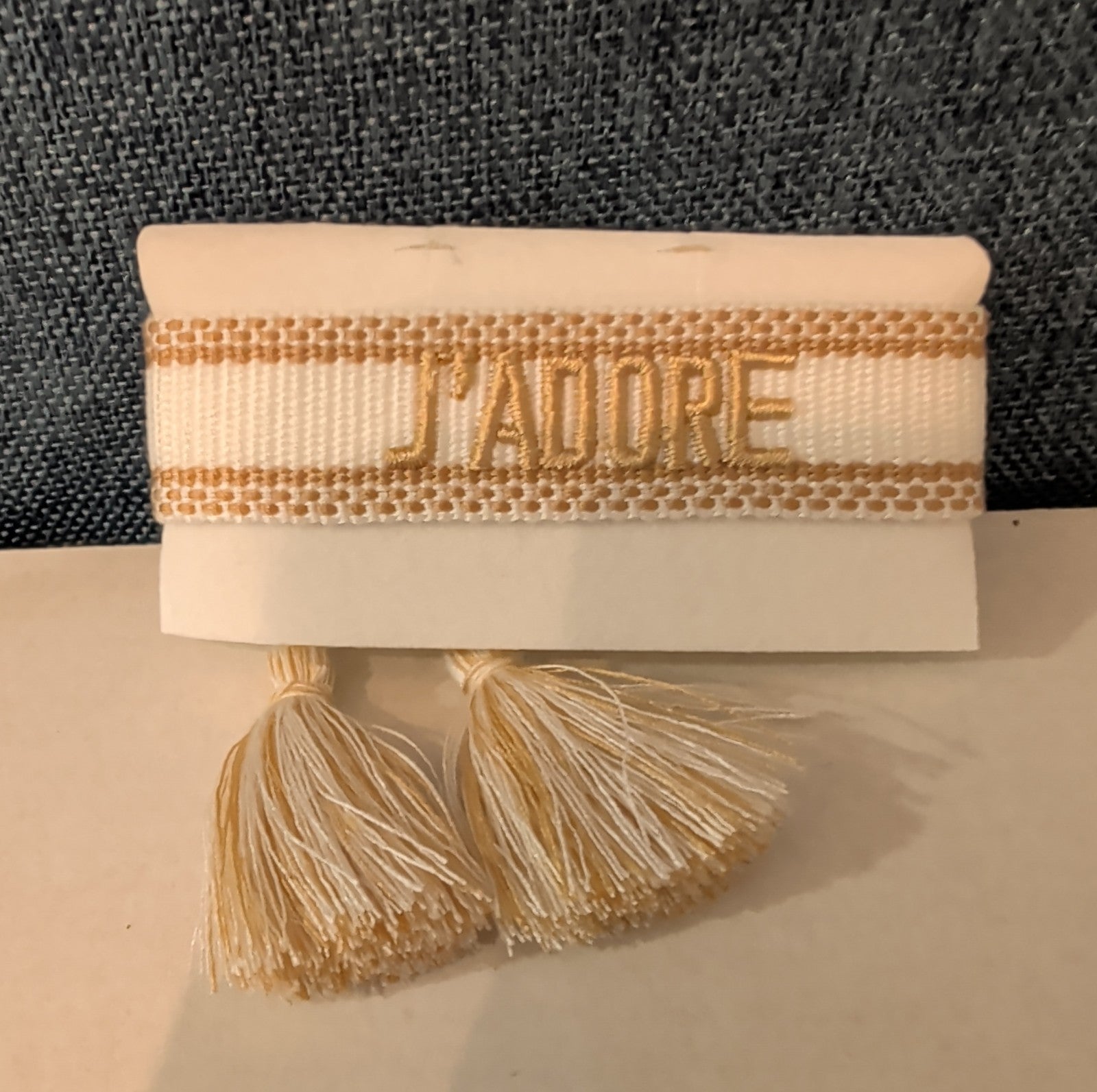 Coresky J'Adore Embroidered Woven Tassel Bracelet Gold Boho NIB