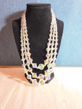 Triple Strand AB Crystal Iridescent Vintage Glam