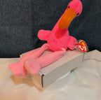 TY Beanie Baby - PINKY the Pink Flamingo (10 inch) - MWMTs Stuffed Animal Toy