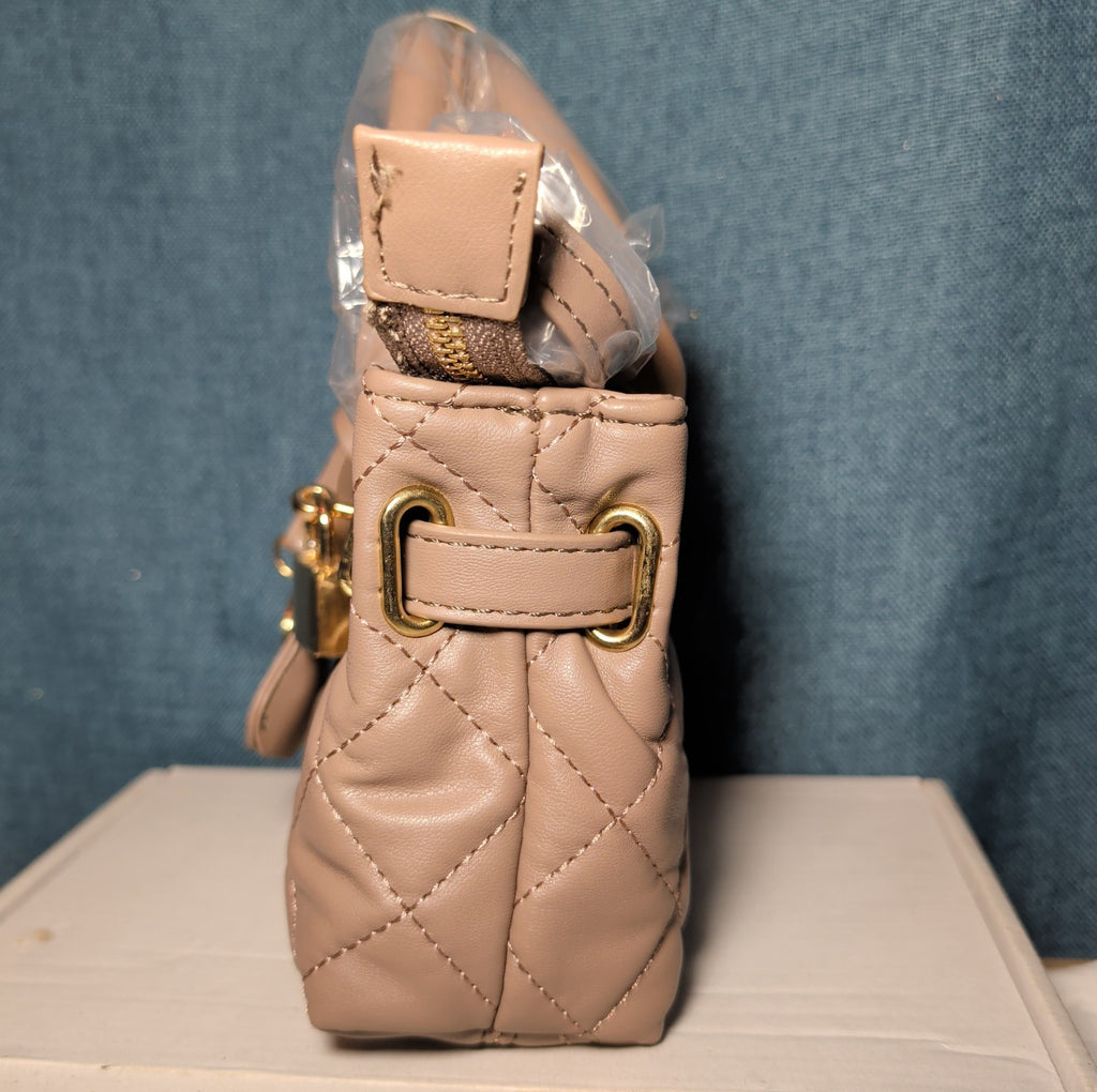 Studio Badgley Mischka Quilted Mini Tote Taupe Vegan Leather NWT